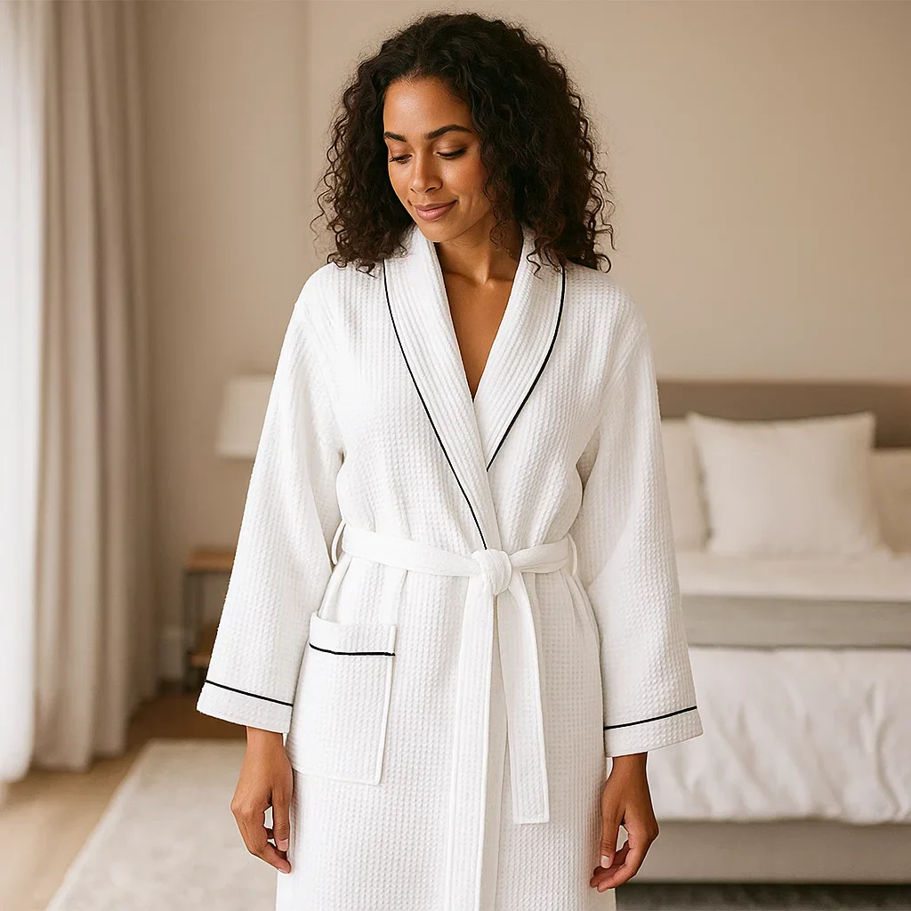 SereniLuxe – Peignoir en Coton Waffle avec Confort Luxueux - Image 5