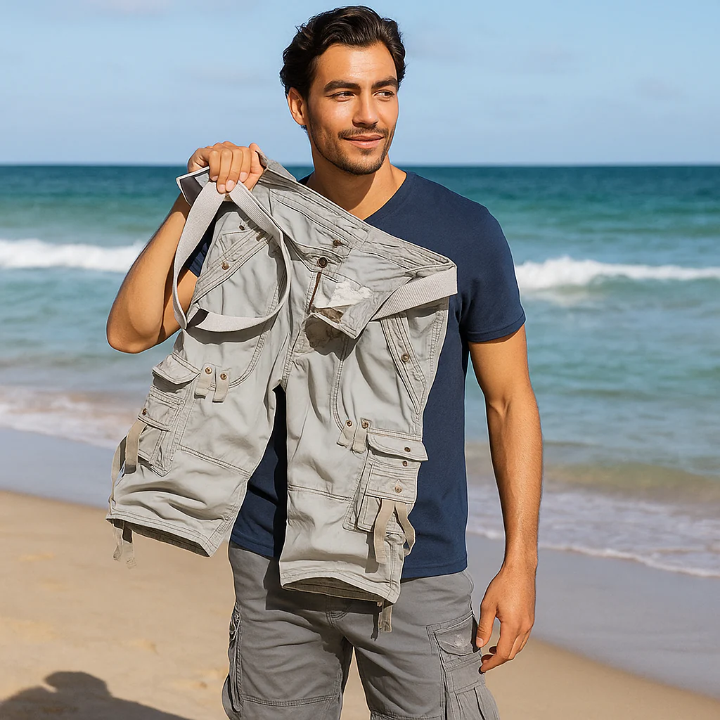 Shorts Cargo pour Homme - Longueur Genou - Respirant - Plusieurs Poches - Avec Ceinture - Image 4