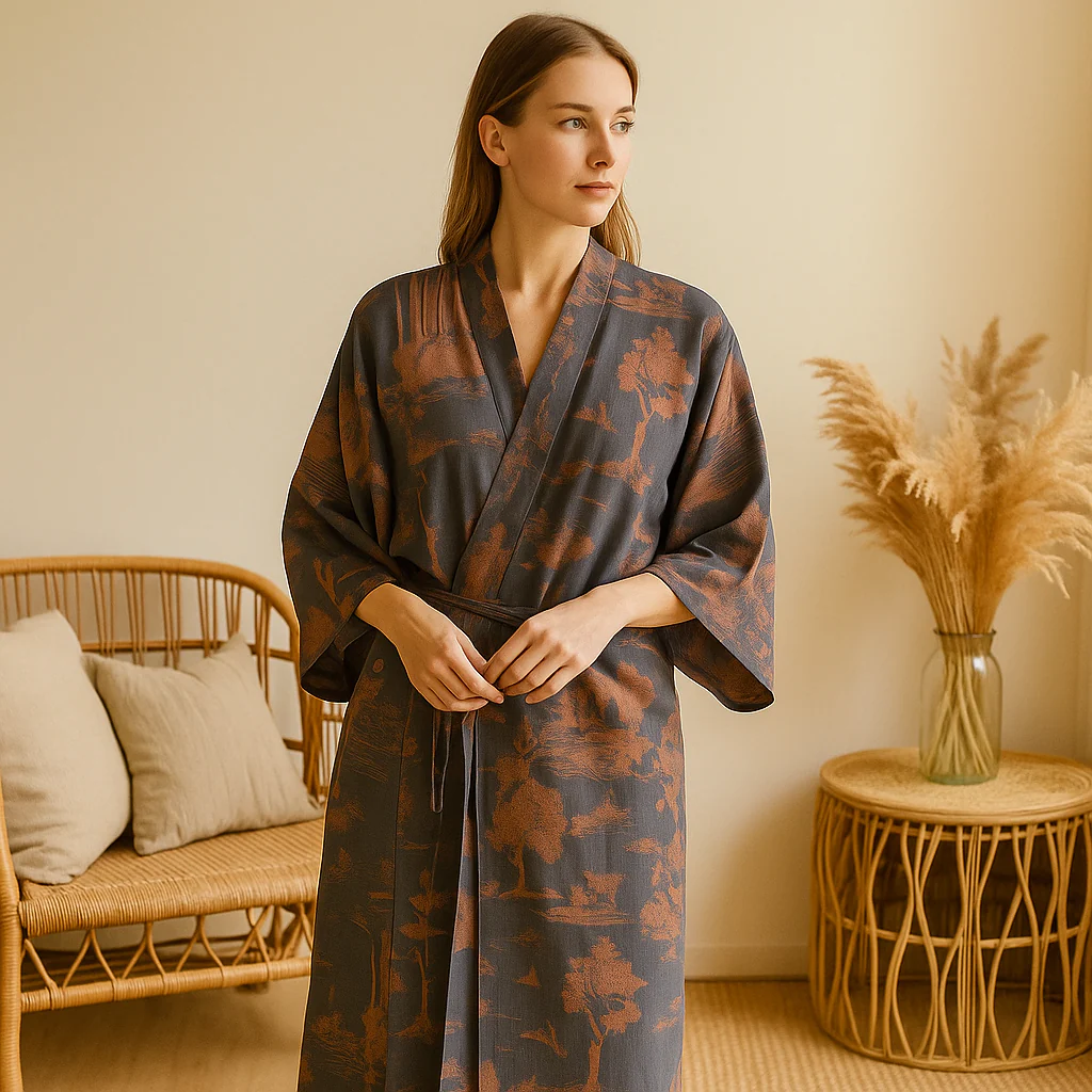 SilvaLoom – Kimono Peignoir Naturel et Élégant avec un Design Boho Intemporel - Image 2