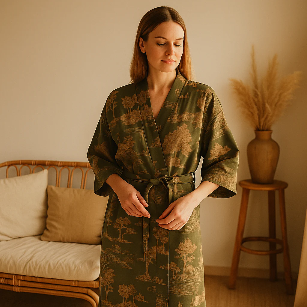 SilvaLoom – Kimono Peignoir Naturel et Élégant avec un Design Boho Intemporel - Image 3