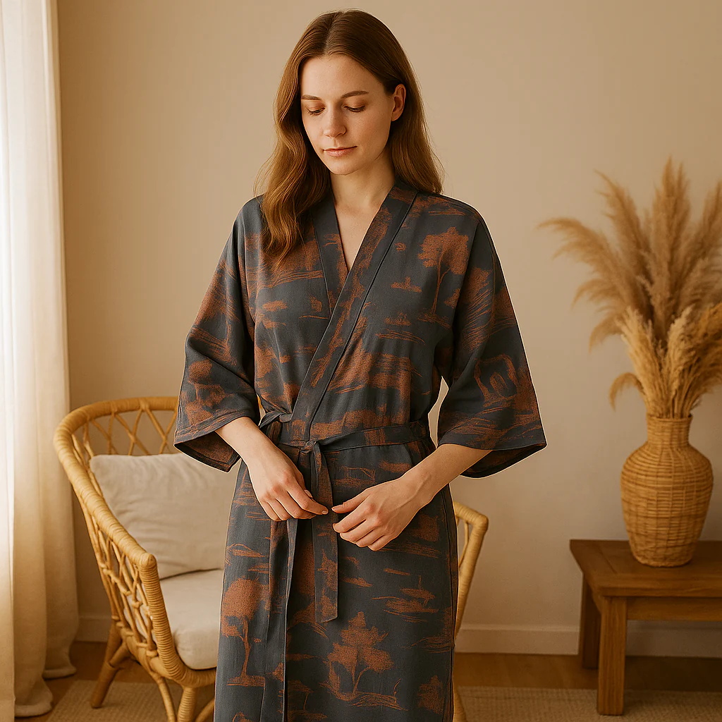 SilvaLoom – Kimono Peignoir Naturel et Élégant avec un Design Boho Intemporel - Image 5