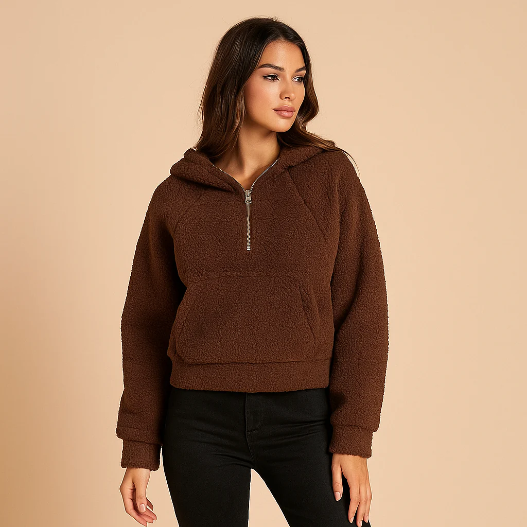 Sweat à capuche femme - fermeture éclair courte - poches confortables - Image 2