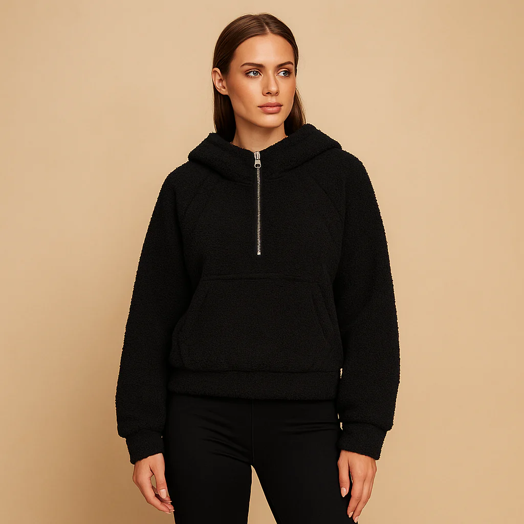 Sweat à capuche femme - fermeture éclair courte - poches confortables - Image 3