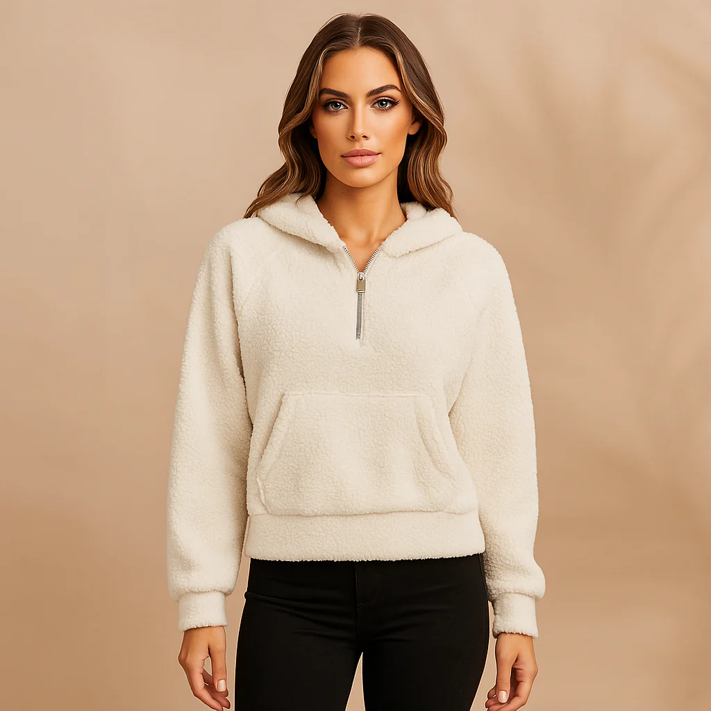 Sweat à capuche femme - fermeture éclair courte - poches confortables - Image 4