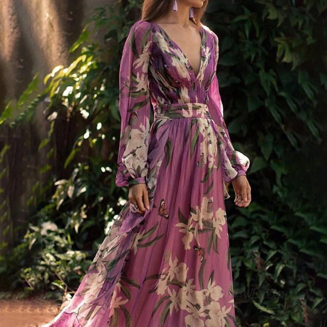 Torill - Robe de soirée maxi - Élégante - À fleurs - Femme - Image 3