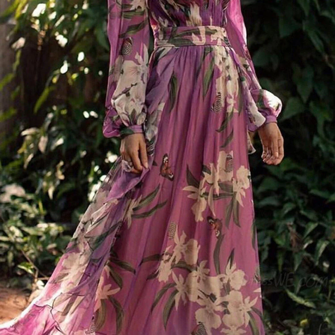 Torill - Robe de soirée maxi - Élégante - À fleurs - Femme - Image 5