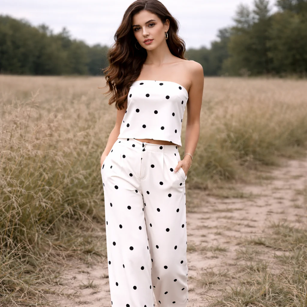 Ensemble Deux Pièces | Tenue Femme à Pois | Ensemble Assorti Tendance - Image 3