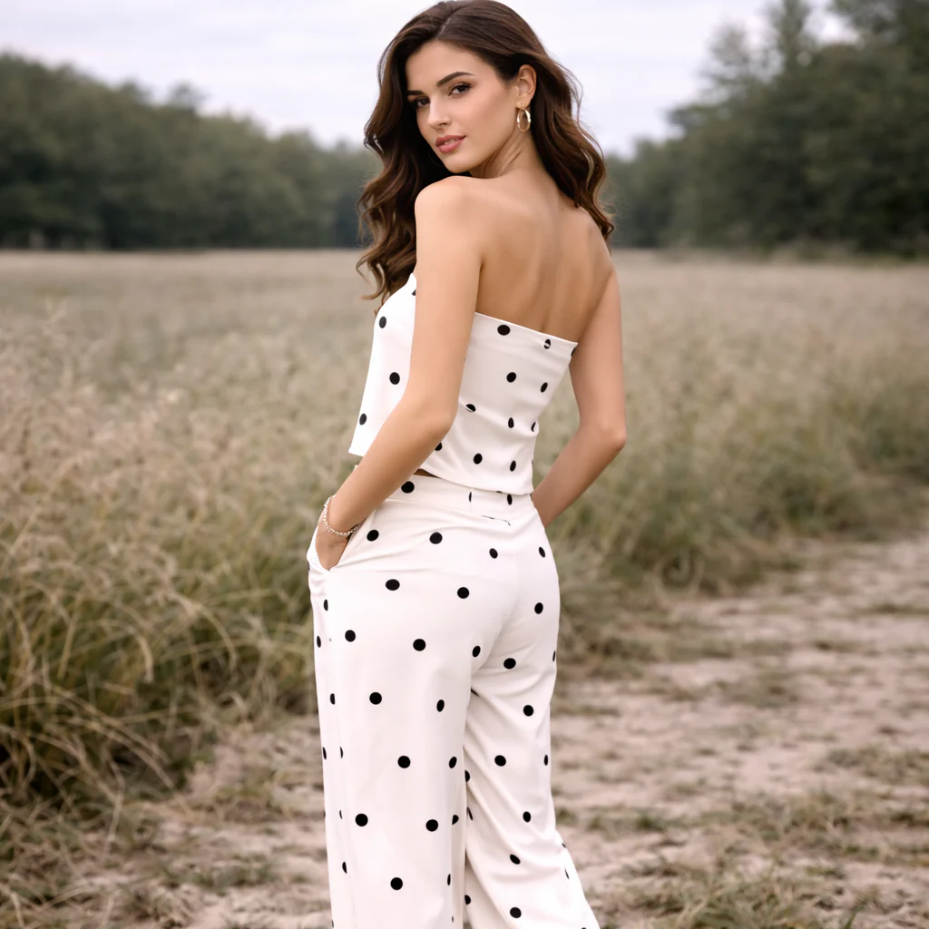 Ensemble Deux Pièces | Tenue Femme à Pois | Ensemble Assorti Tendance - Image 4