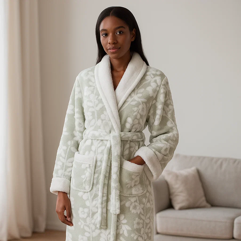 VeluMorn – Peignoir en Jacquard à Double Couche pour un Relâchement Élégant - Image 3