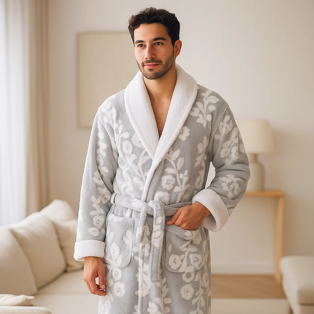VeluMorn – Peignoir en Jacquard à Double Couche pour un Relâchement Élégant - Image 4