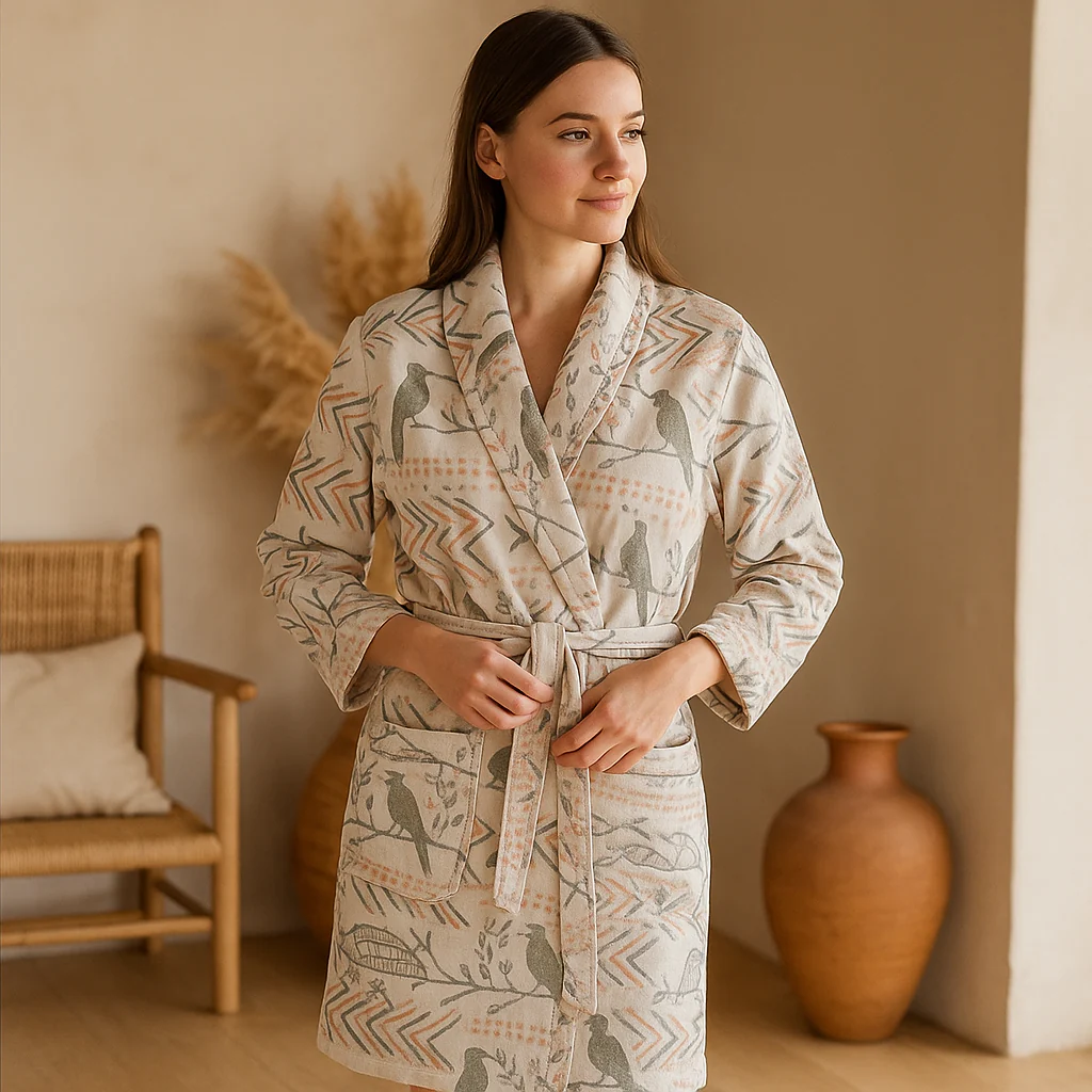 VelvetMorn – Peignoir Luxueux Doux en Mélange de Coton pour des Moments de Détente - Image 2