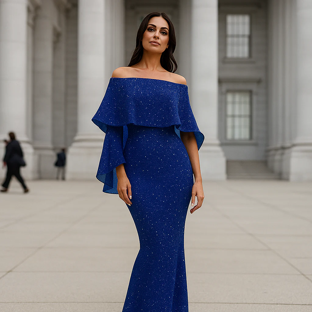 Verona - Robe de Soirée Maxi Élégante - Épaules Nues - Détails Brillants - Image 6