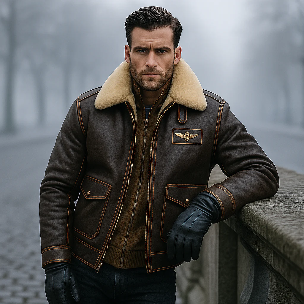 Veste Aviateur Homme – Cuir & Doublure Chaude - Image 3