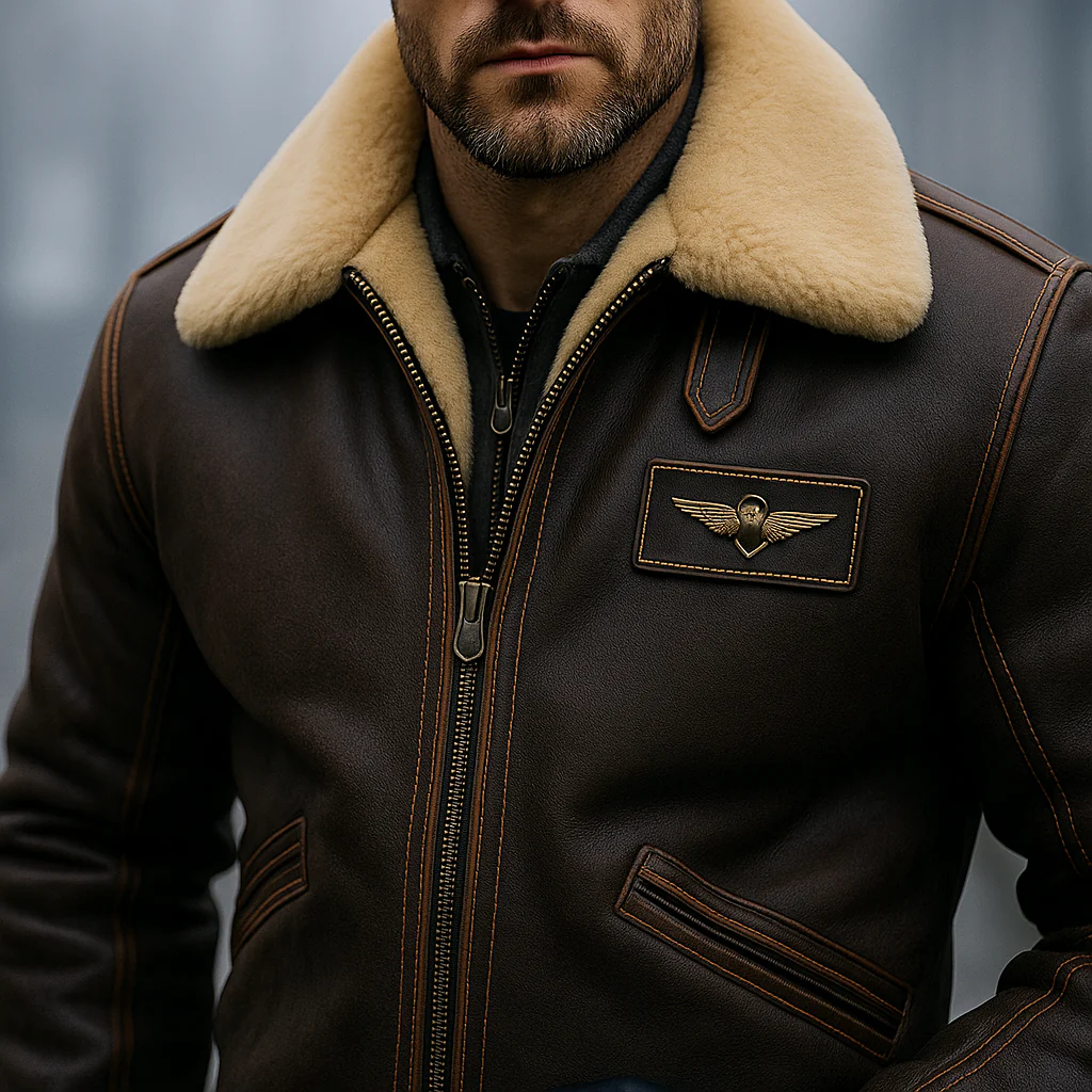 Veste Aviateur Homme – Cuir & Doublure Chaude - Image 4