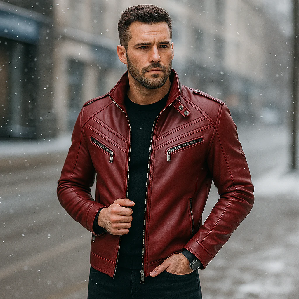 Veste Biker Homme - Design Robuste - Multiples Poches - Image 2