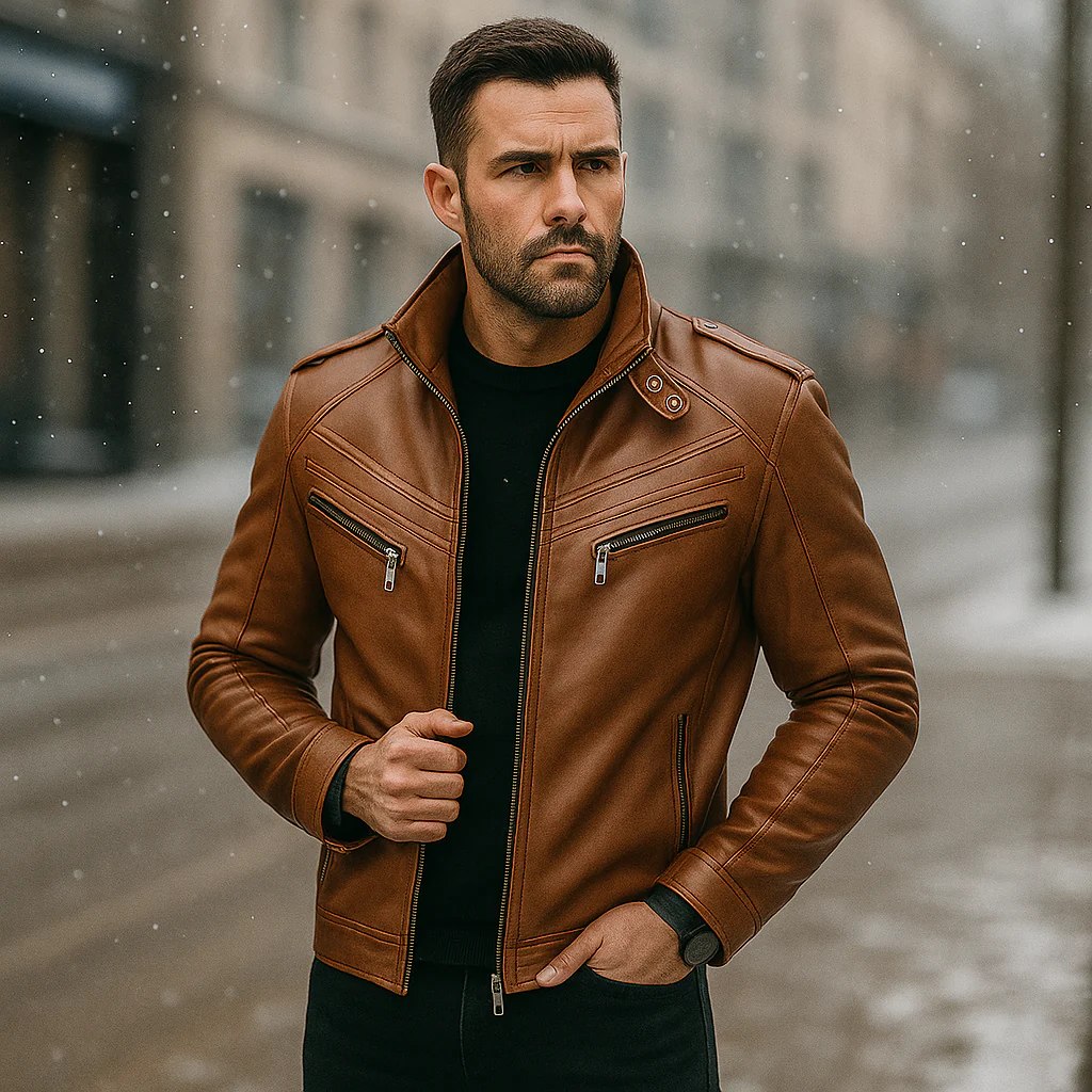 Veste Biker Homme - Design Robuste - Multiples Poches - Image 3