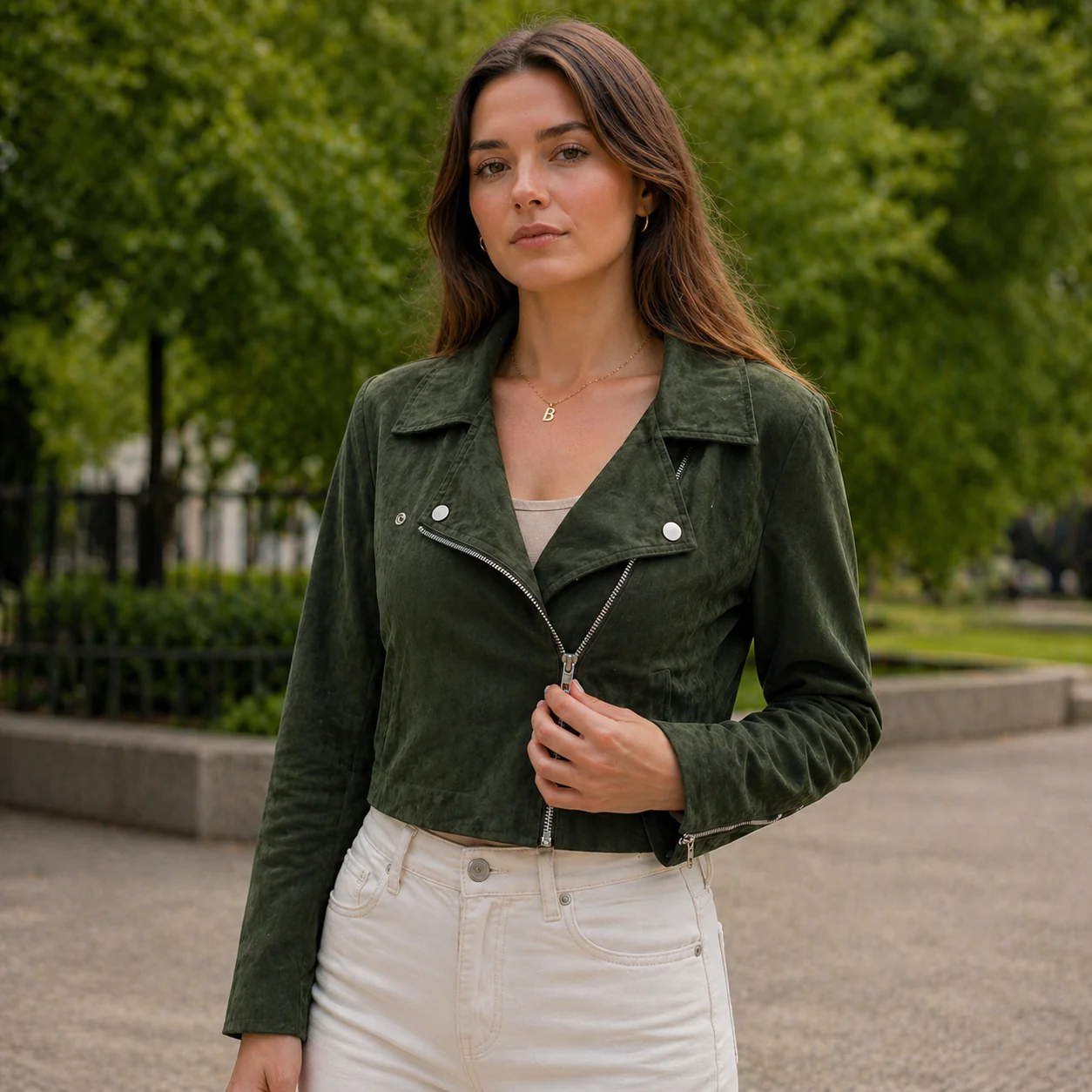 Veste Courte Femme Effet Suédine Polyester Coupe Ajustée - Image 4
