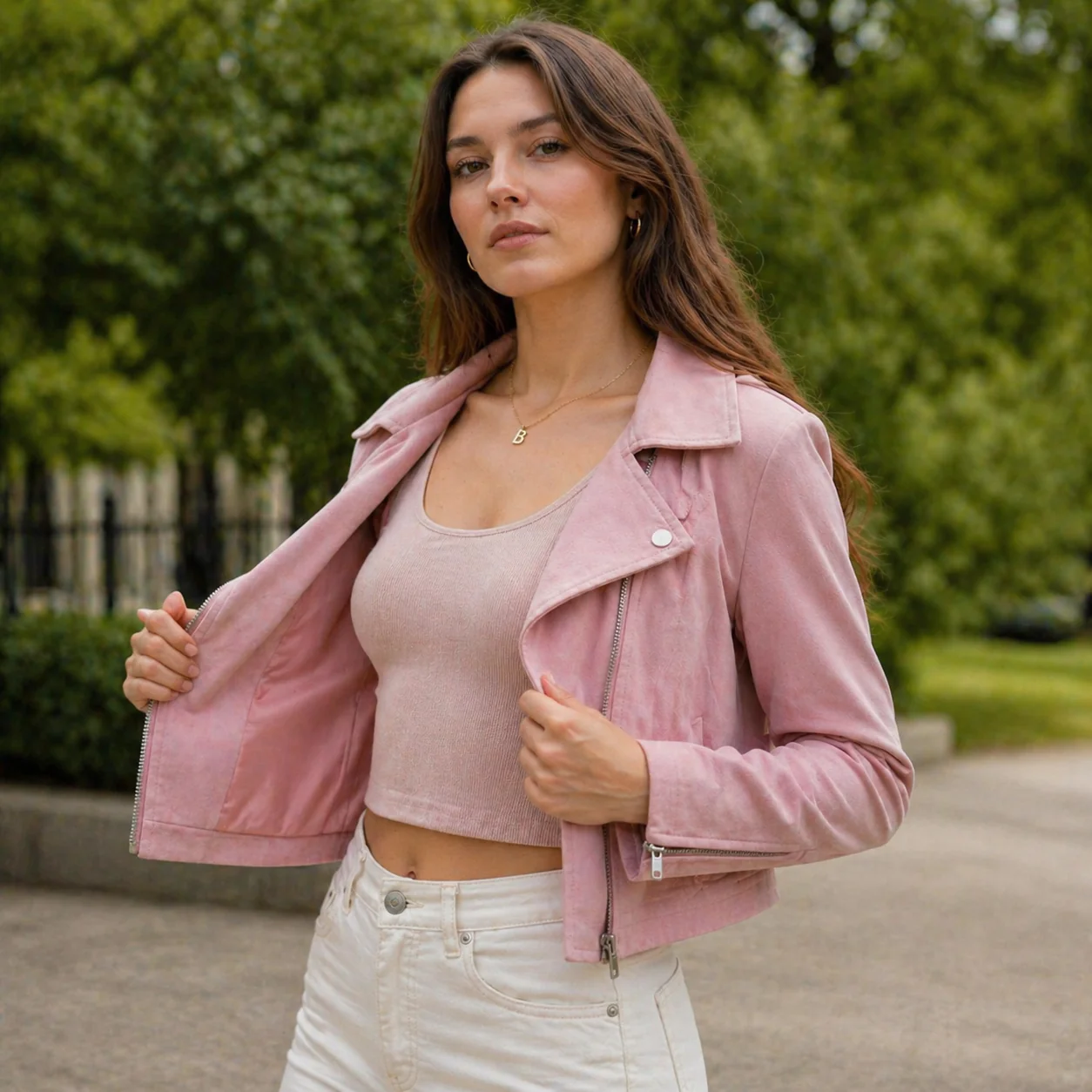 Veste Courte Femme Effet Suédine Polyester Coupe Ajustée - Image 5