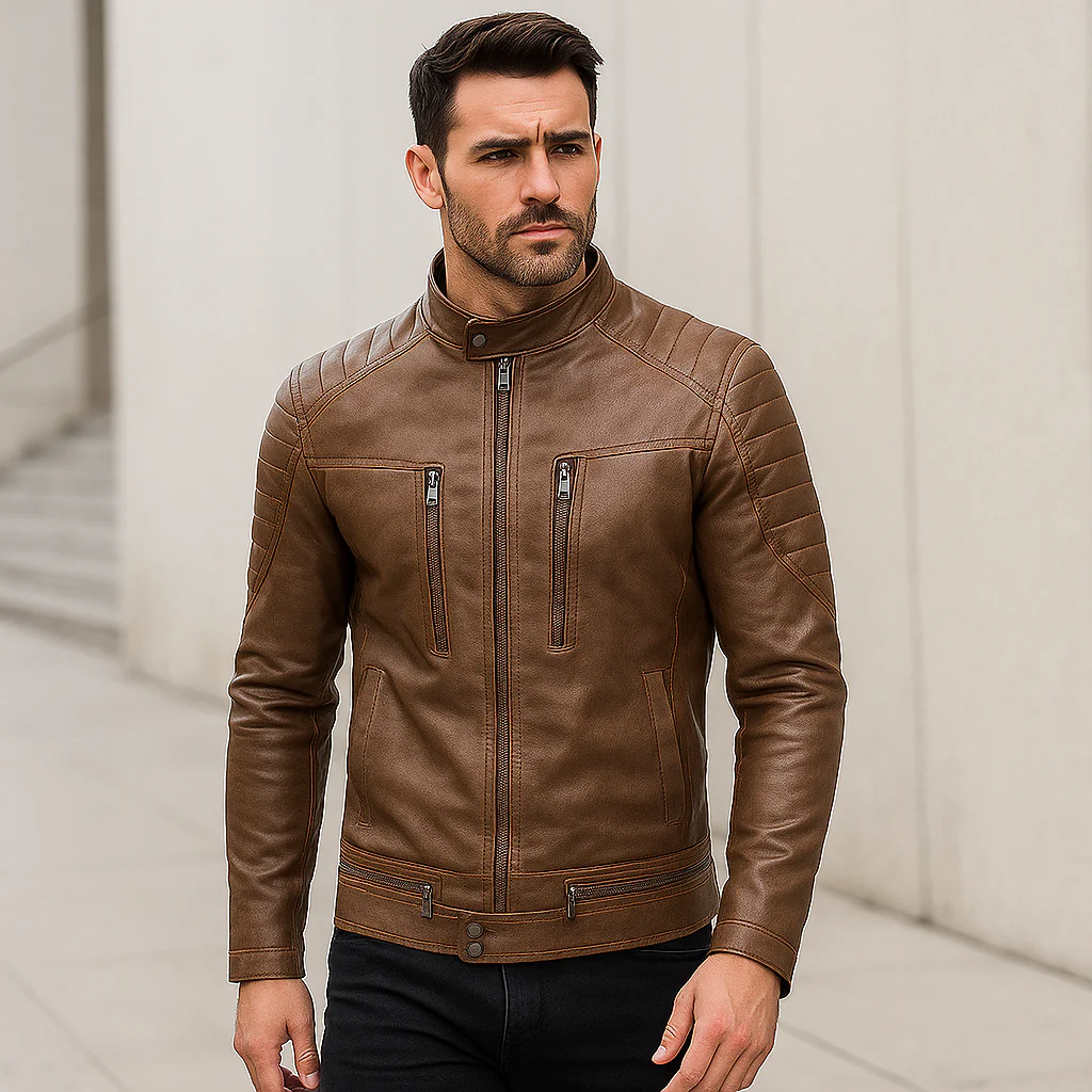 Veste Cuir Homme à Col Montant – Style & Confiance - Image 2