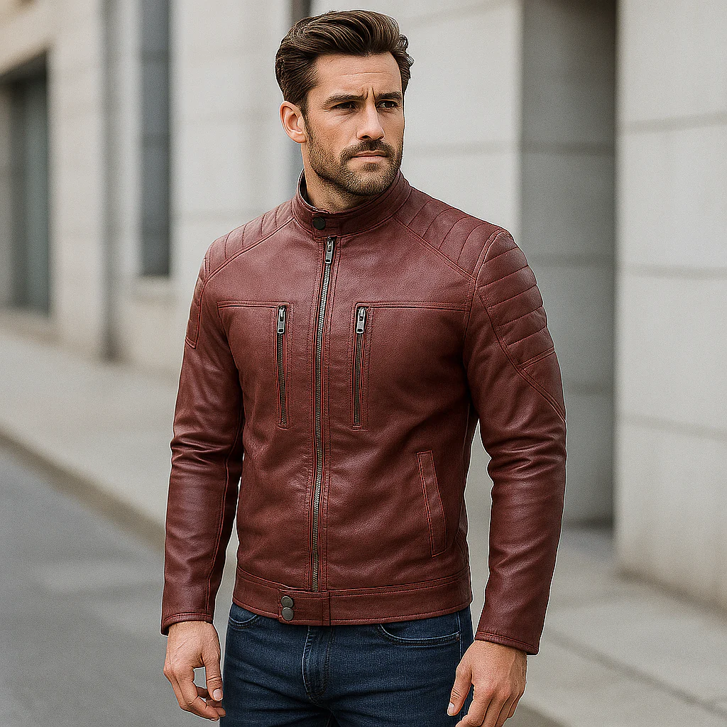 Veste Cuir Homme à Col Montant – Style & Confiance - Image 3
