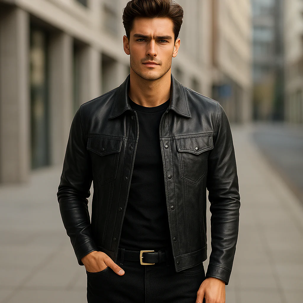 Veste de Biker Homme en Cuir Élégant - Image 2