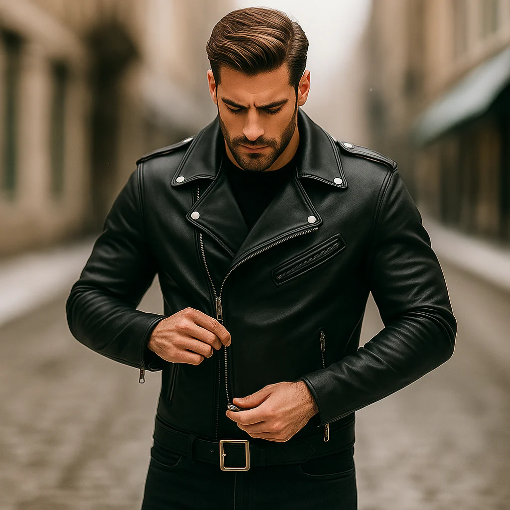 Veste de moto décontractée homme - Col confortable - Élégante et robuste - Image 2