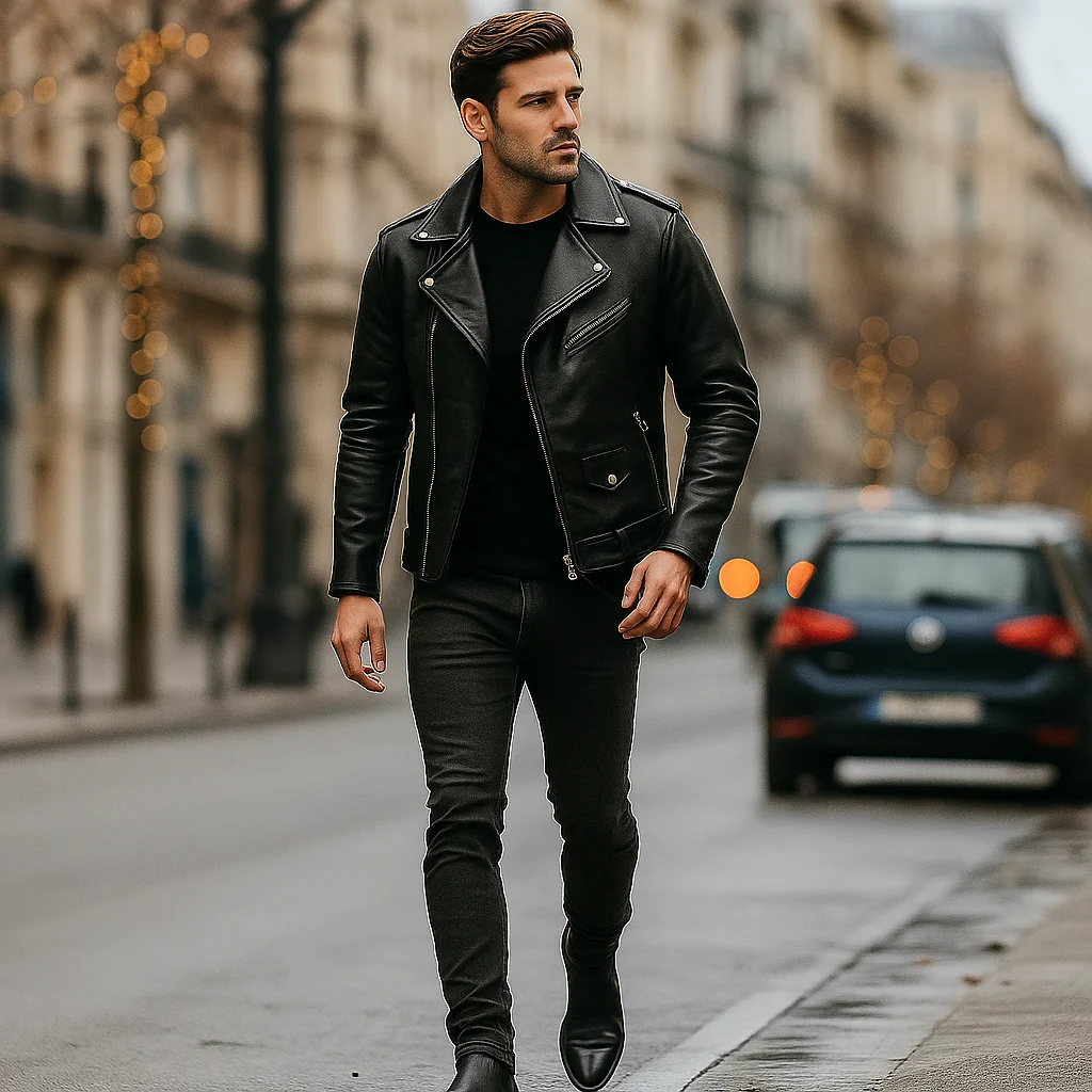 Veste de moto décontractée homme - Col confortable - Élégante et robuste - Image 3