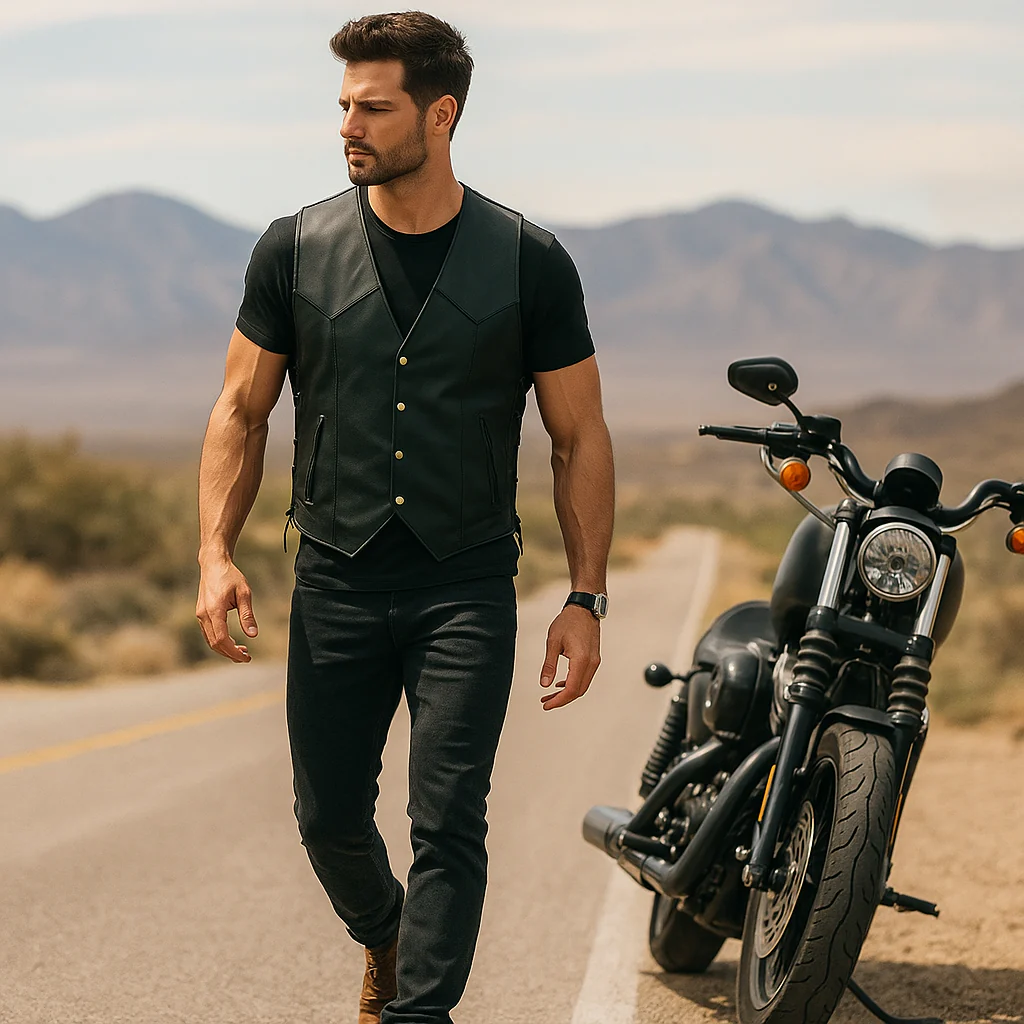 Veste de Moto en Cuir Premium - Style Fort - Confort Optimal - Image 3