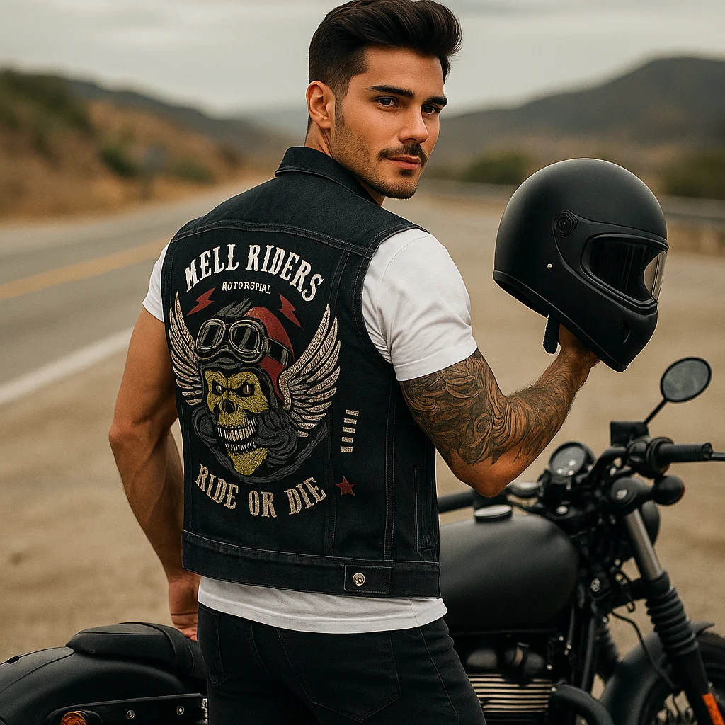 Veste de moto homme en jean robuste - Image 3