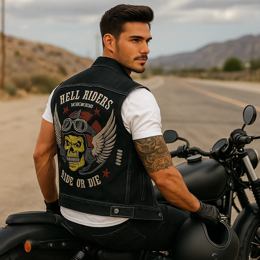 Veste de moto homme en jean robuste - Image 4