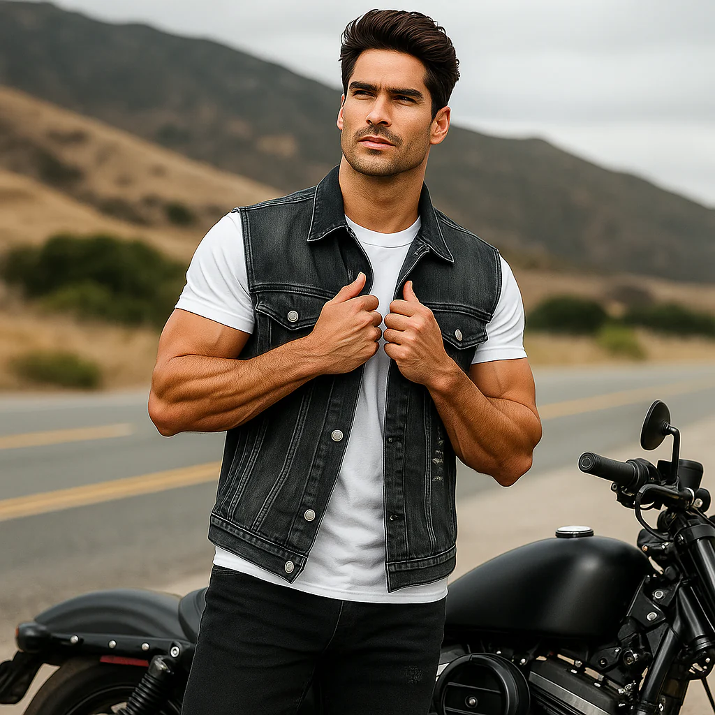 Veste de moto homme en jean robuste - Image 5