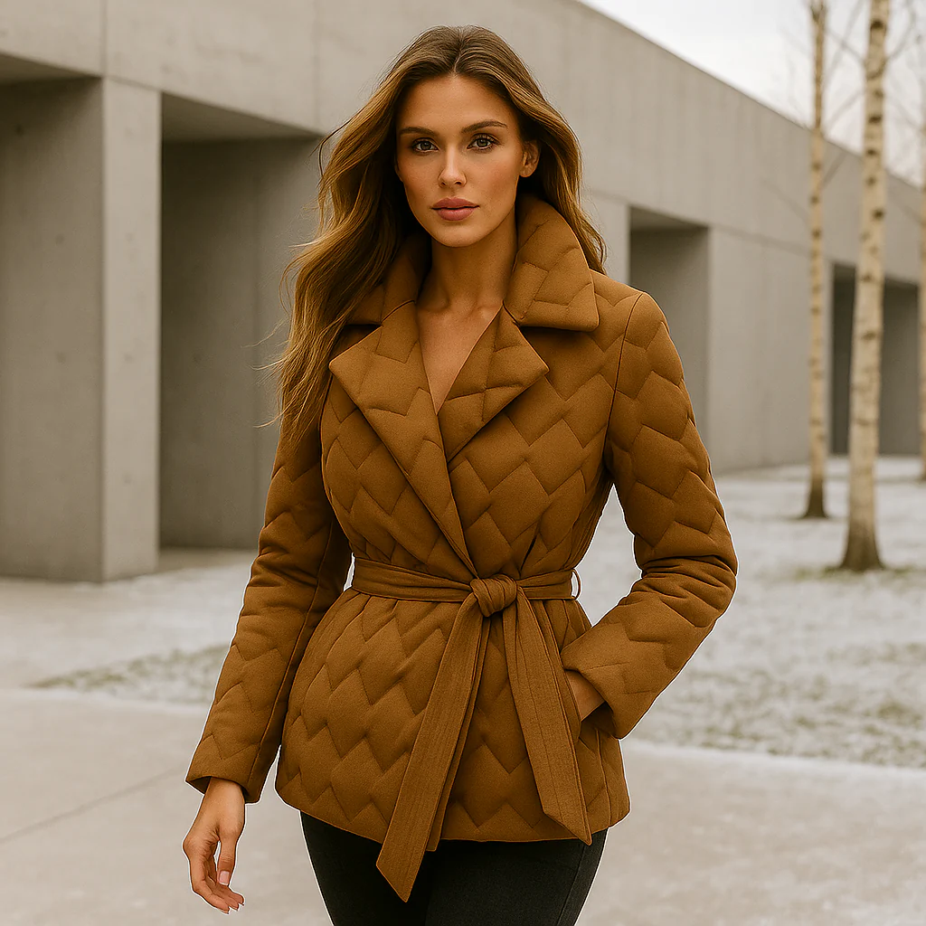 Veste d'hiver élégante pour femmes - avec ceinture - chaude et stylée - Image 3