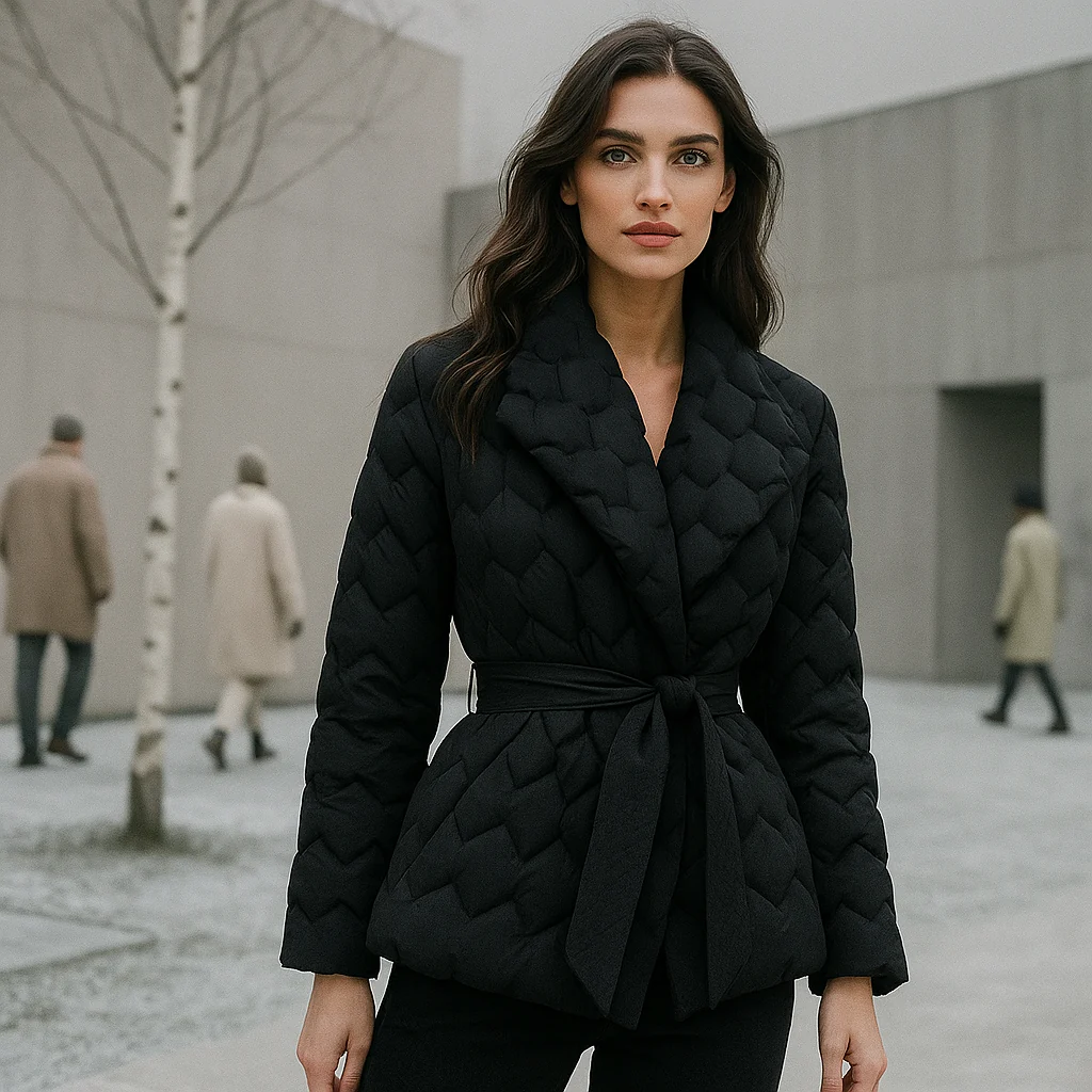 Veste d'hiver élégante pour femmes - avec ceinture - chaude et stylée - Image 4