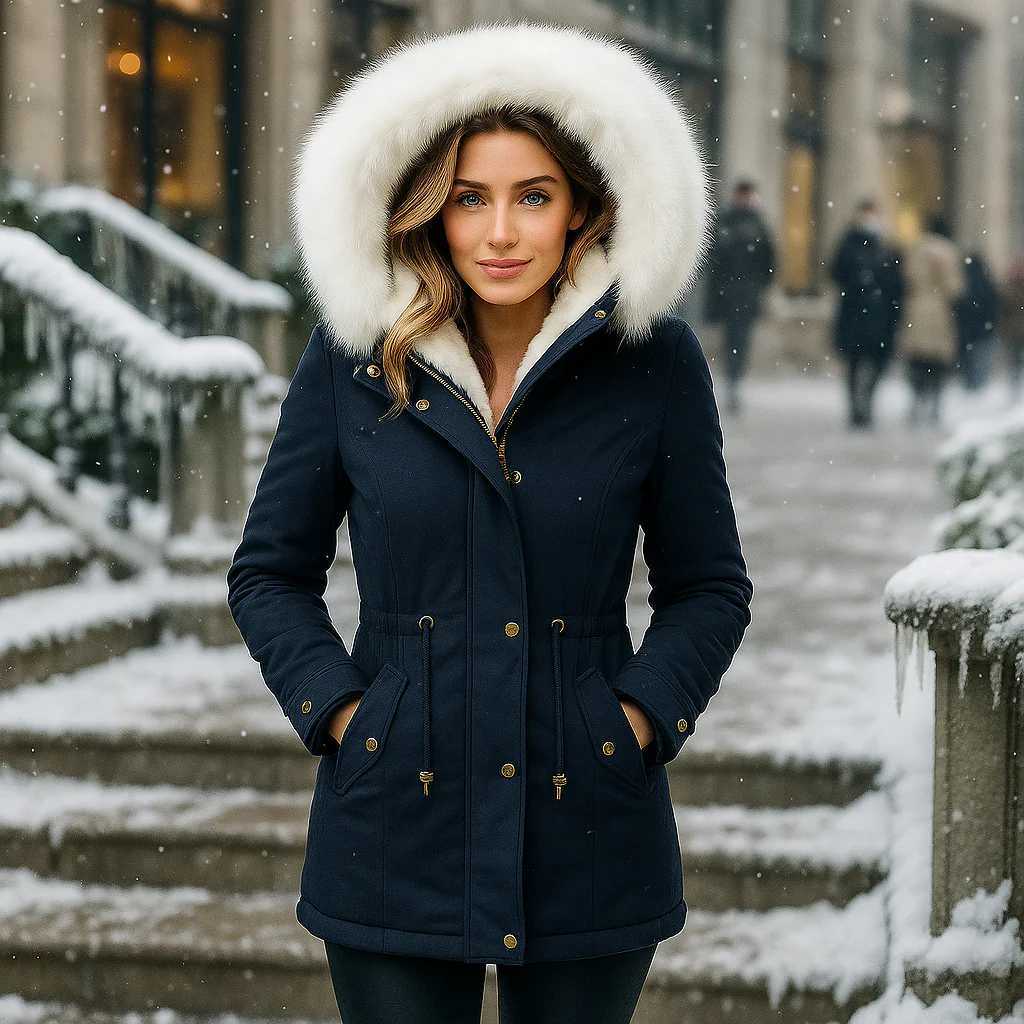 Veste d'hiver Stilla Élégante - Capuche - Détail de bouton - Chaude & Stylée - Image 3