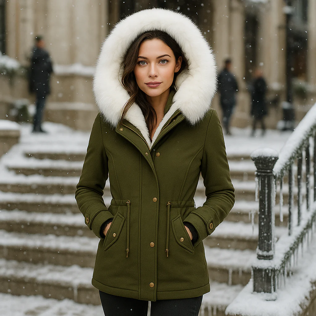 Veste d'hiver Stilla Élégante - Capuche - Détail de bouton - Chaude & Stylée - Image 5