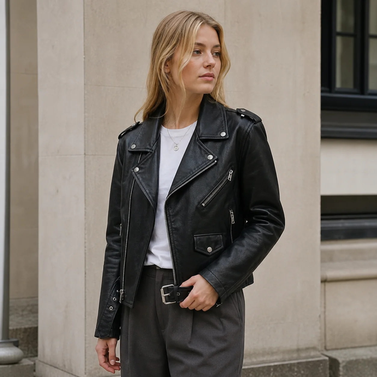 Veste en Cuir Femme Vintage – Élégance et Caractère Assuré - Image 2