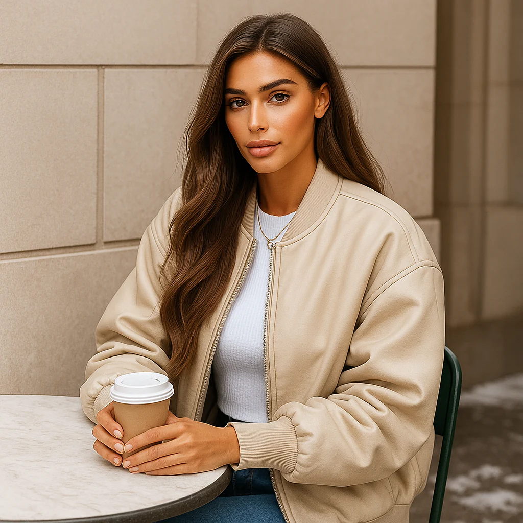 Veste en Cuir Oversize pour Femmes - Fermeture Éclair - Image 2