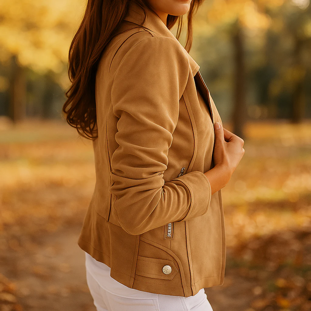 Veste en Cuir Slim pour Femmes - Fermeture Éclair & Boutons - Confort Élégant - Image 8