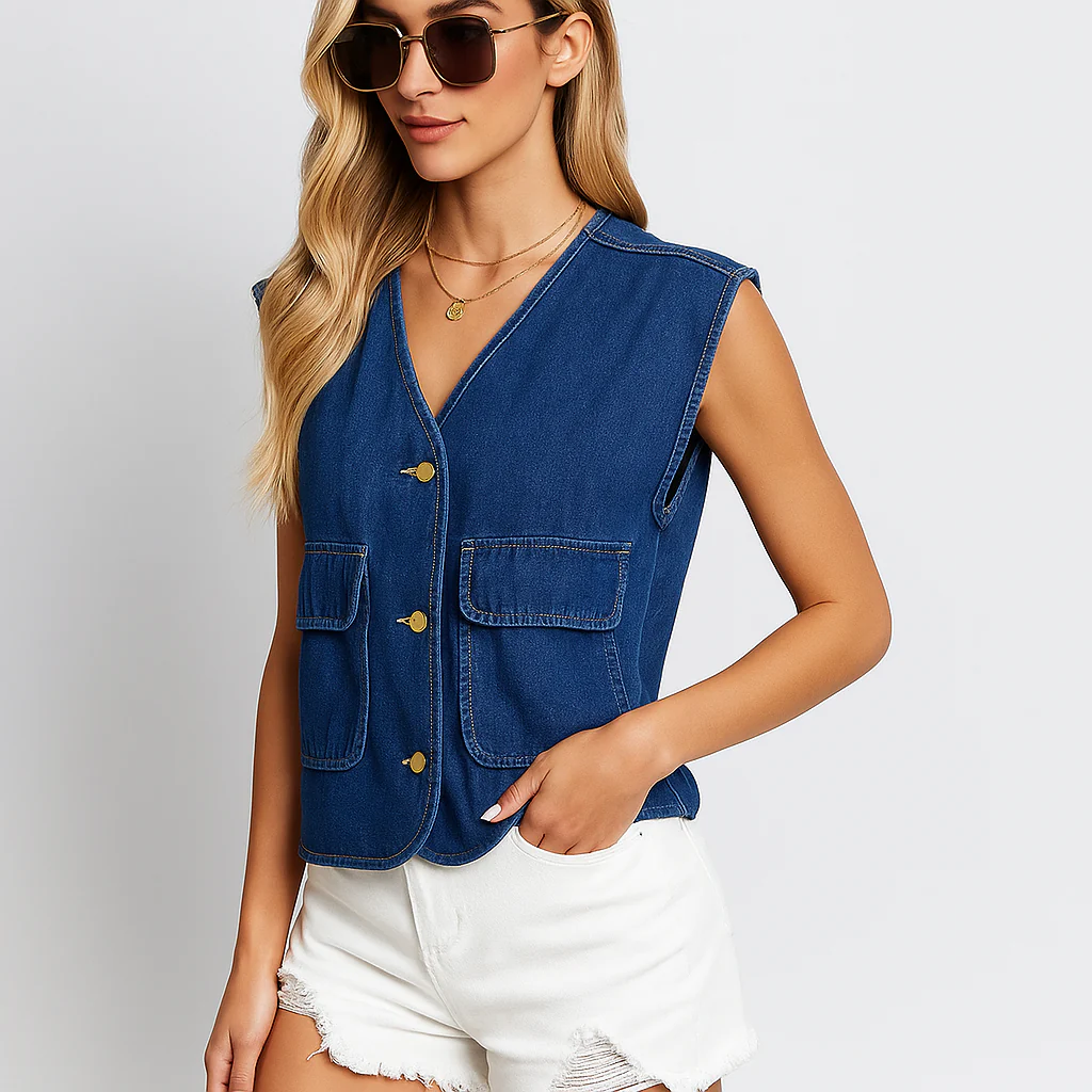 Veste en Jean à Col V - Élégante - Confortable - Polyvalente - Image 3