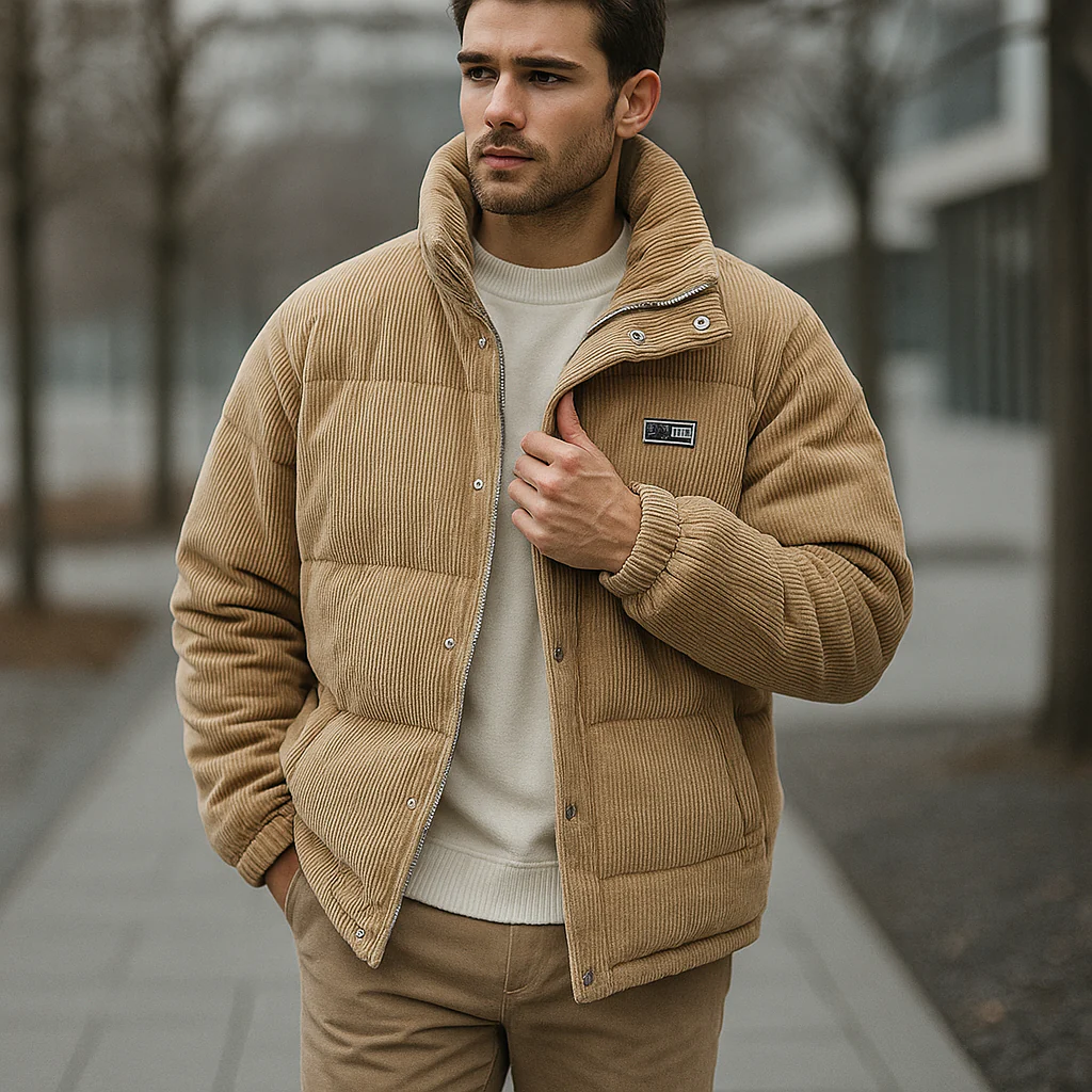 Veste Puffer Homme en Velours Côtelé – Style et Chaleur - Image 5