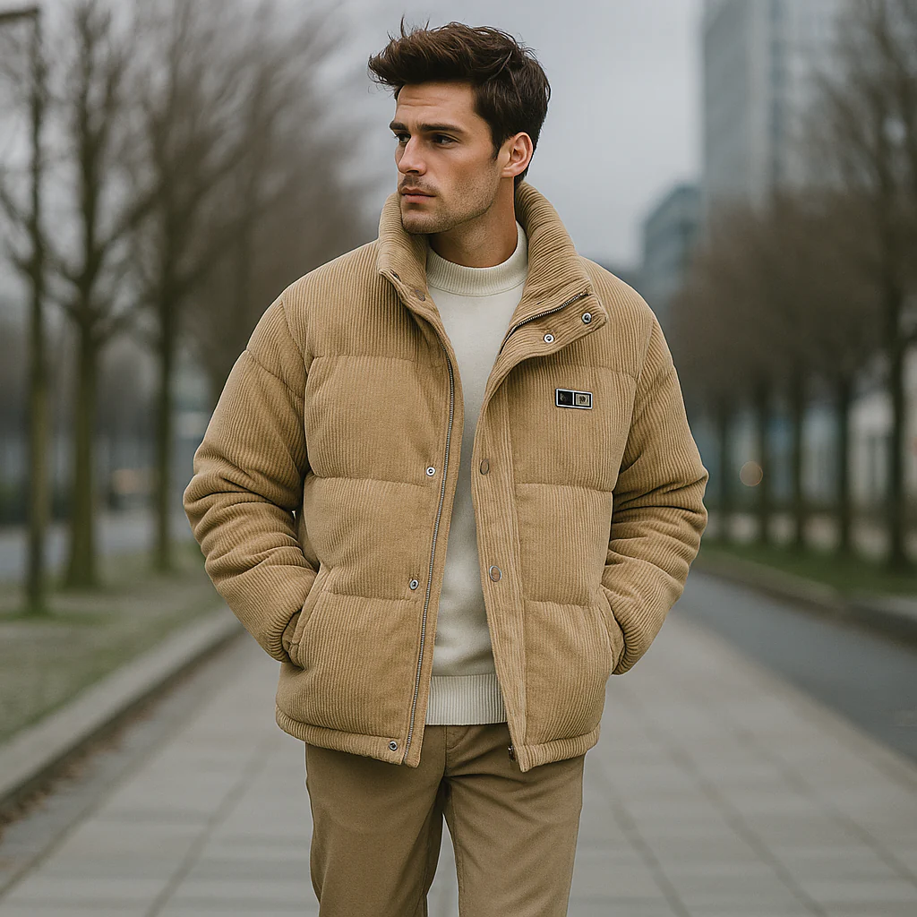 Veste Puffer Homme en Velours Côtelé – Style et Chaleur - Image 6