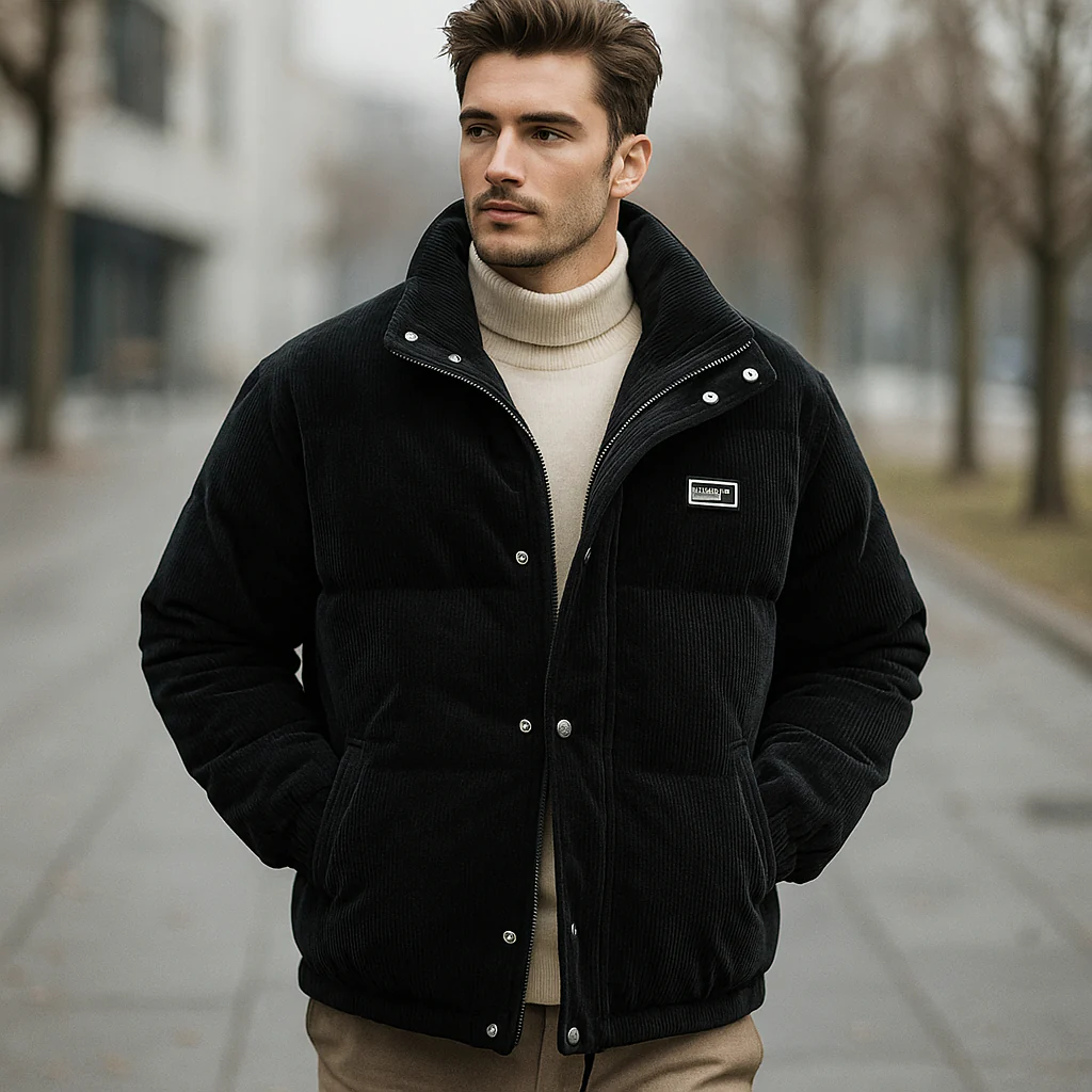 Veste Puffer Homme en Velours Côtelé – Style et Chaleur - Image 7