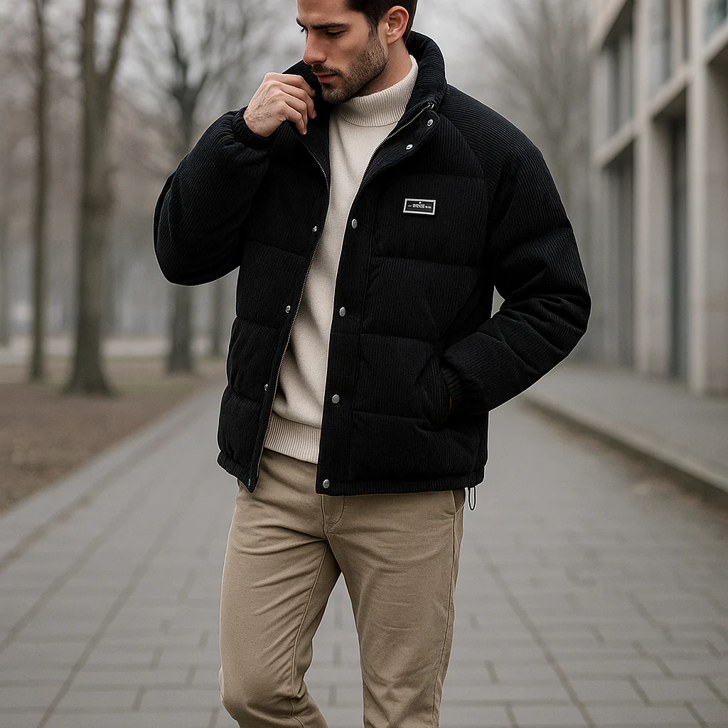 Veste Puffer Homme en Velours Côtelé – Style et Chaleur - Image 8