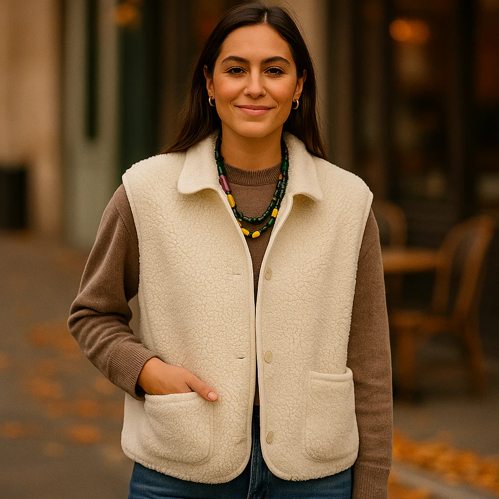 Parisfemme - Gilet en Laine de Mouton - Haute Qualité - Chaud - Durable - Image 2
