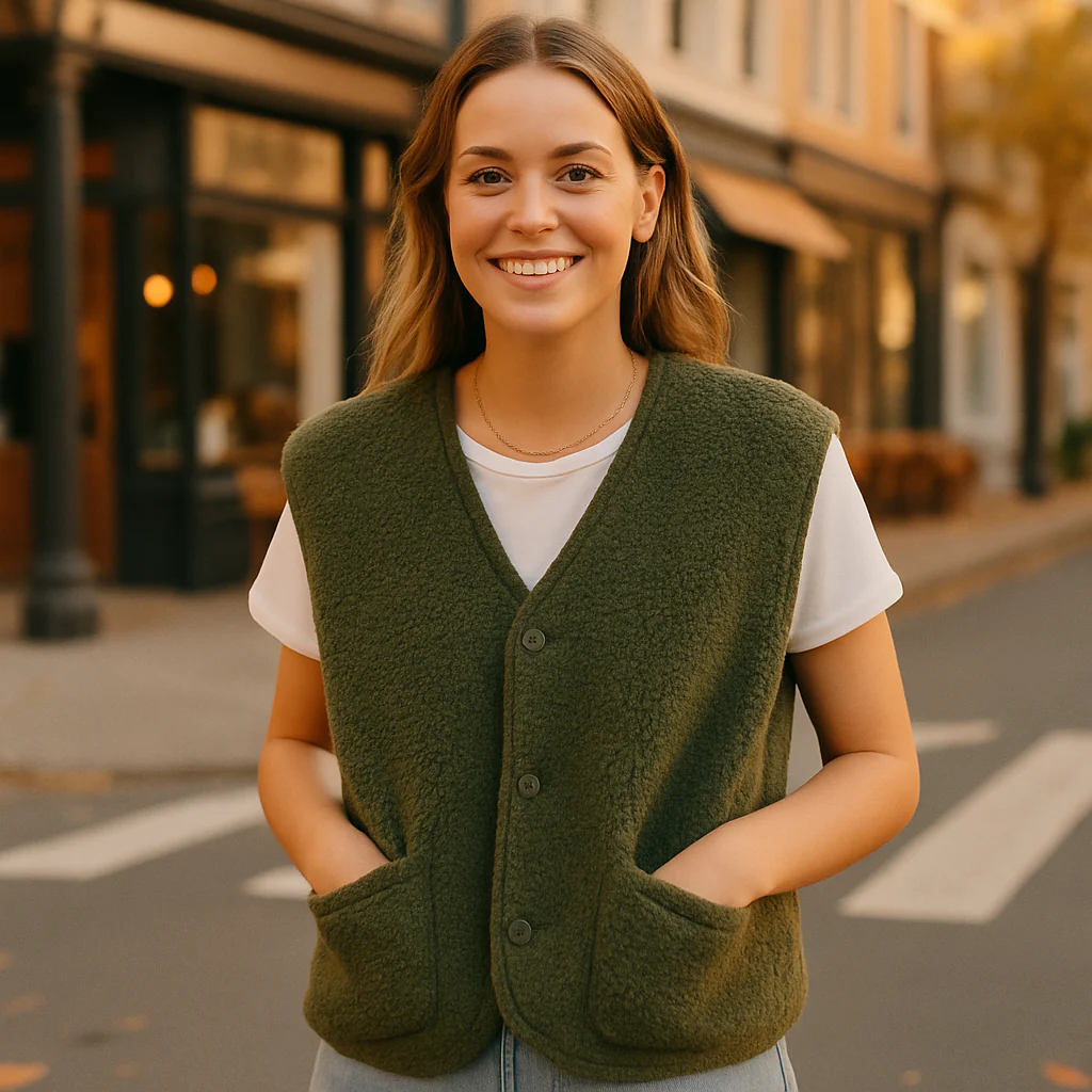 Parisfemme - Gilet en Laine de Mouton - Haute Qualité - Chaud - Durable - Image 3