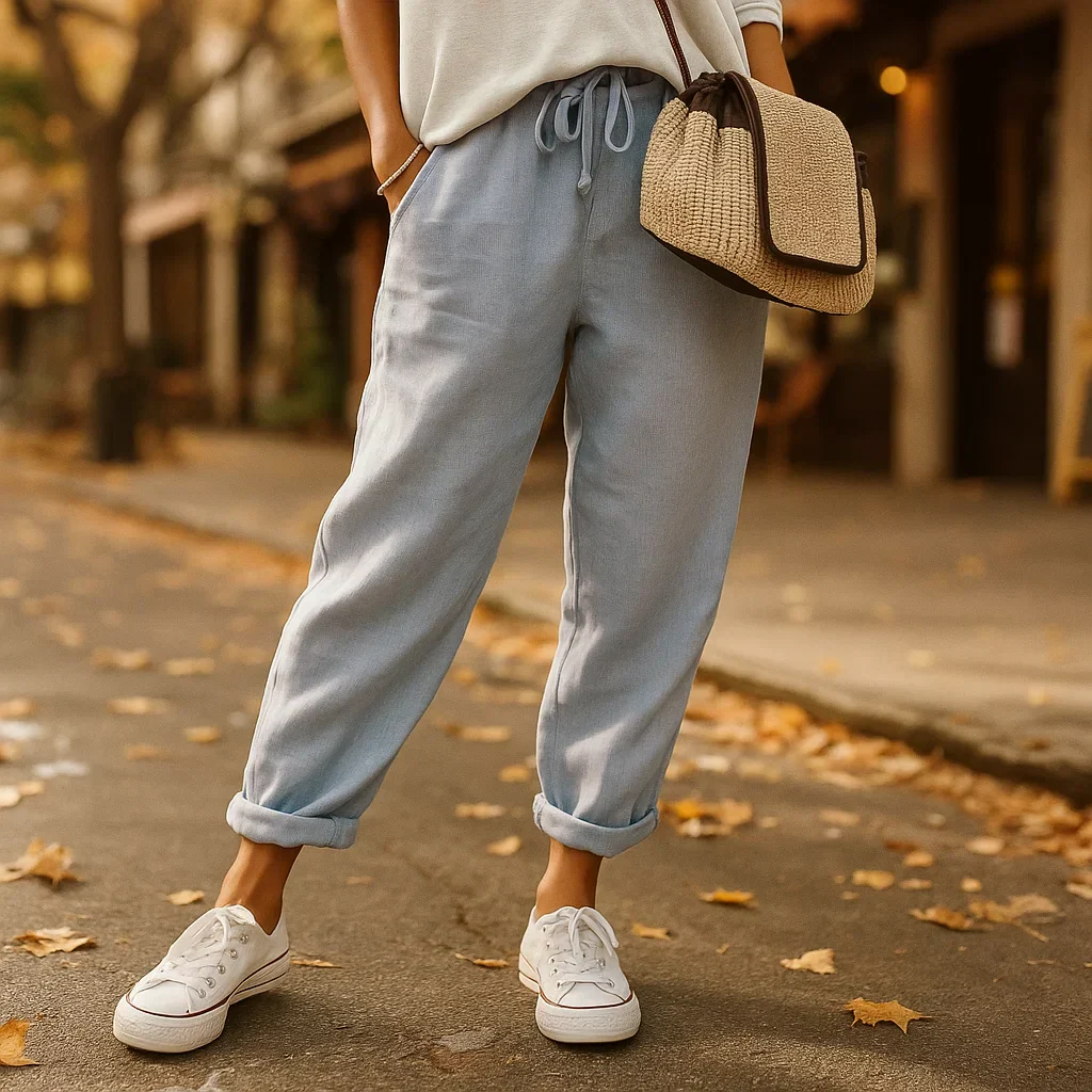 Parisfemme - Pantalons en Lin - Décontractés - Stylés - Image 4