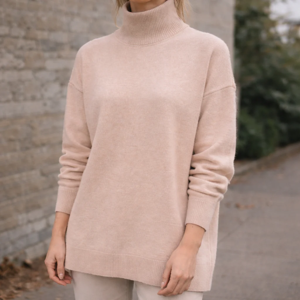 Parisfemme - Pull en cachemire - Col roulé - Maille fine - Image 3