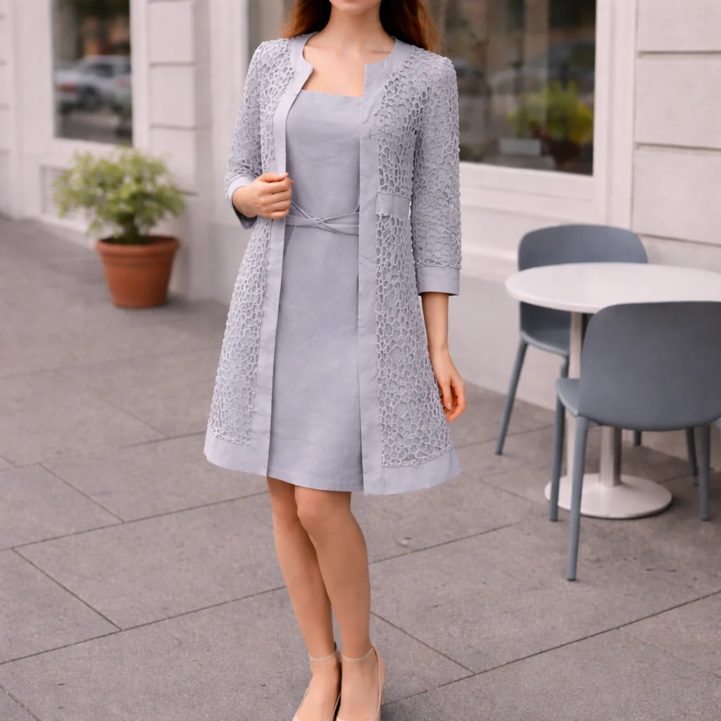 Parisfemme - Robe Deux-Pièces - Dentelle Délicate - Élégante Femme - Image 2