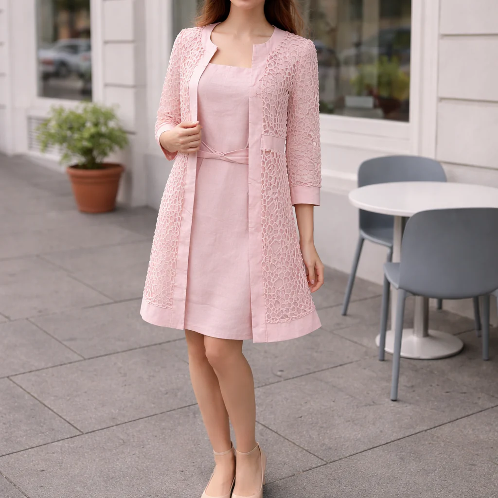 Parisfemme - Robe Deux-Pièces - Dentelle Délicate - Élégante Femme - Image 3