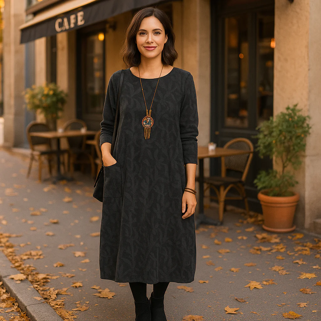 Parisfemme - Robe imprimée - Manches longues - Poches pratiques - Image 3